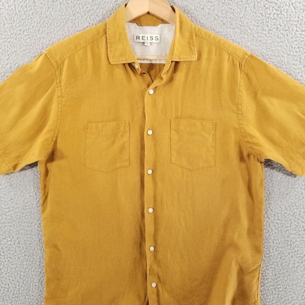 Reiss Shirt Mens Medium Linen Short Sleeve Casual Outdoor Beach Camp Resort